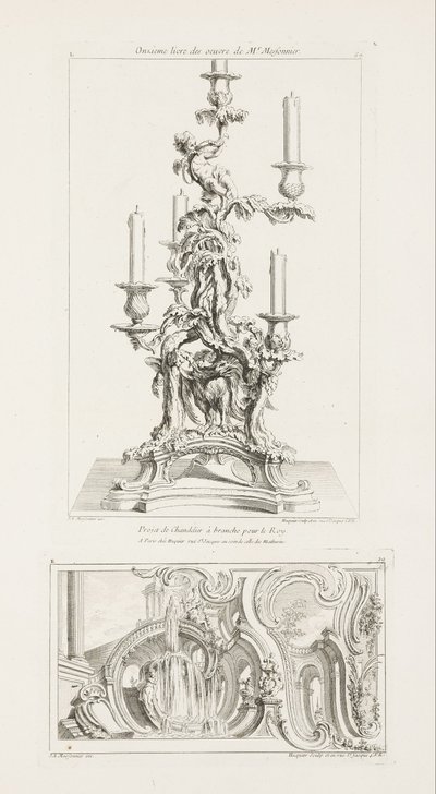 Project of Chandelier Branch for the King by Juste Aurèle Meissonnier